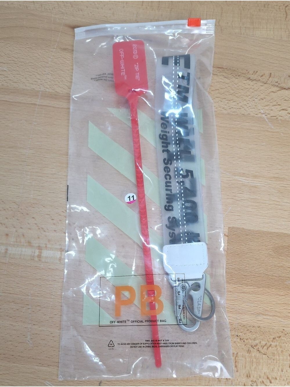 Off-White White and Red Industrial Keyring Strap